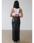Vegan Leather Cargo Maxi Skirt