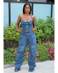 Denim Cargo Jumpsuit