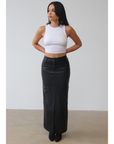 Vegan Leather Cargo Maxi Skirt