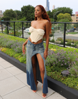 Ombre Denim High Split Skirt