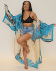 Posh Peacock Printed Kimono (Blue)