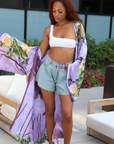 Lavender Blossom Printed Kimono
