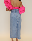 SIDE SPLIT MAXI DENIM SKIRT