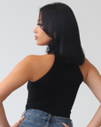Black Sleeveless Turtleneck Top