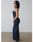 Stretch Denim Maxi Skirt and Bustier Set