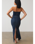 Stretch Denim Maxi Skirt and Bustier Set
