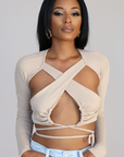 KERI I CUT OUT LONG SLEEVE TIE AROUND TOP
