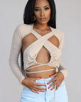 KERI I CUT OUT LONG SLEEVE TIE AROUND TOP
