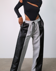 Split Decision Vegan Leather Two-toned Joggers