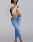 ERIN I BACK SLIT HIGH WAIST SKINNY JEANS