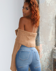 Off Shoulder Sweater (Camel)
