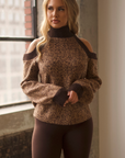 Leopard Brown Cold Shoulder Sweater