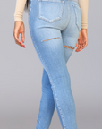 ERIN I BACK SLIT HIGH WAIST SKINNY JEANS