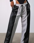 Split Decision Vegan Leather Two-toned Joggers