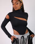 Aziz Front Cut Out Cold Shoulder Bodysuit
