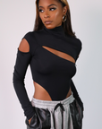Aziz Front Cut Out Cold Shoulder Bodysuit