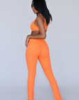 MILA I ORANGE RIBBED BRALETTE PANT SET
