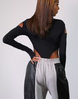 Aziz Front Cut Out Cold Shoulder Bodysuit