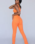 MILA I ORANGE RIBBED BRALETTE PANT SET