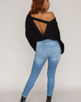 V Neck Open Back Sweater (Camel)