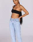 UNI SHOULDER CROP TOP (BLACK)