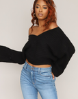 V Neck Open Back Sweater (Camel)