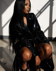NAOMI I PATENT LEATHER TRENCH COAT
