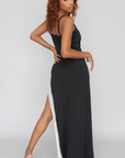 Black Maxi Dress with Diamond Drip Along Split