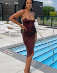BREE I Chocolate Brown Swimsuit + Skirt Set