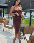 BREE I Chocolate Brown Swimsuit + Skirt Set