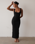 Staple Ribbed Maxi Dress (Black)