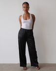 Satin Wide Leg Pants (Black)