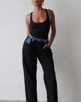 Black Contrast Denim Pants