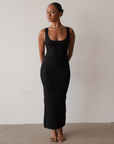 Staple Ribbed Maxi Dress (Black)