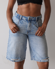 Distressed Denim Bermuda Shorts