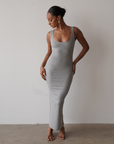 Staple Ribbed Maxi Dress (Heather Grey)