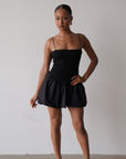 Puff Skirt Mini Dress (Black)