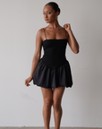 Puff Skirt Mini Dress (Black)