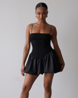 Puff Skirt Mini Dress (Black)