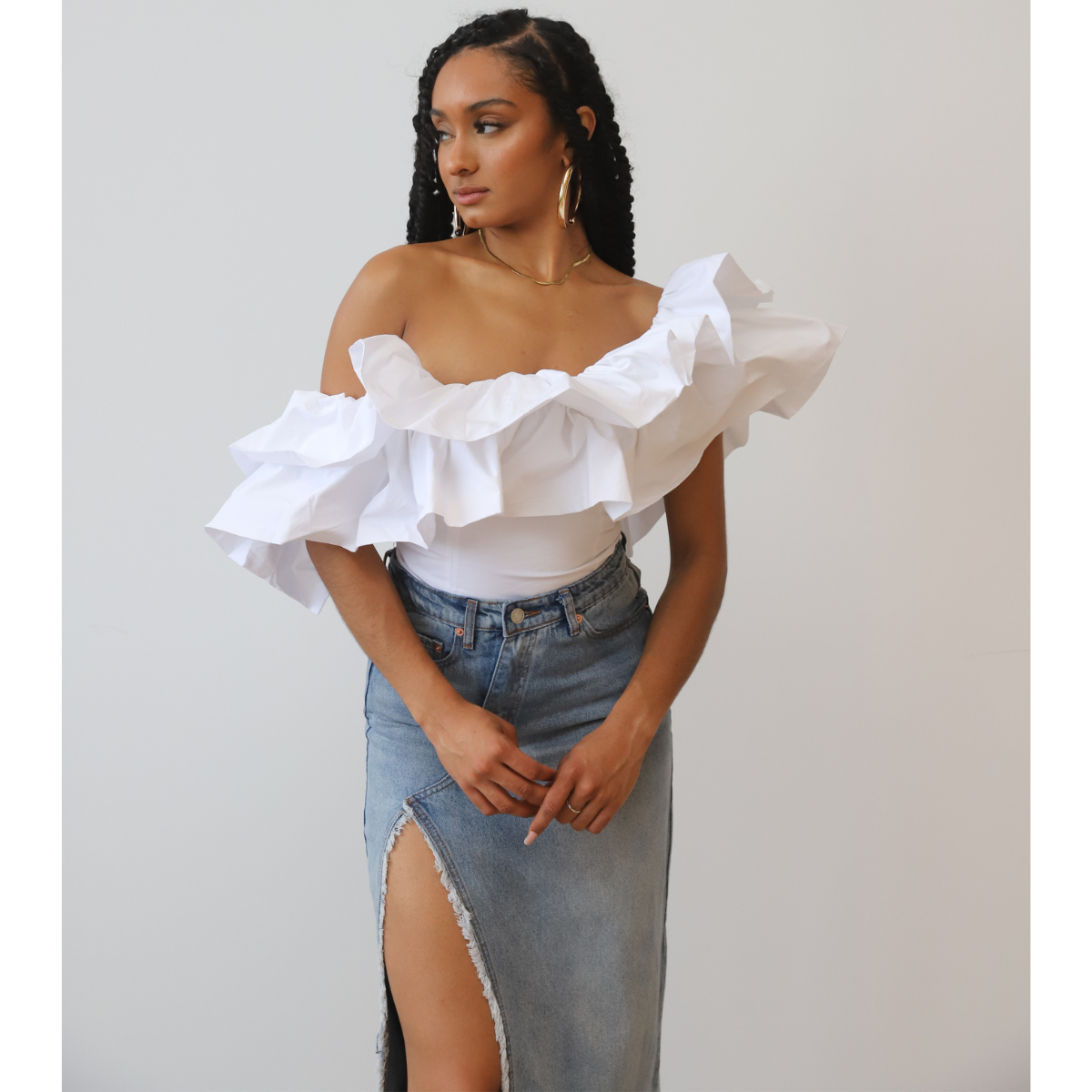 Dramatic Ruffle One Shoulder Top (Pink)