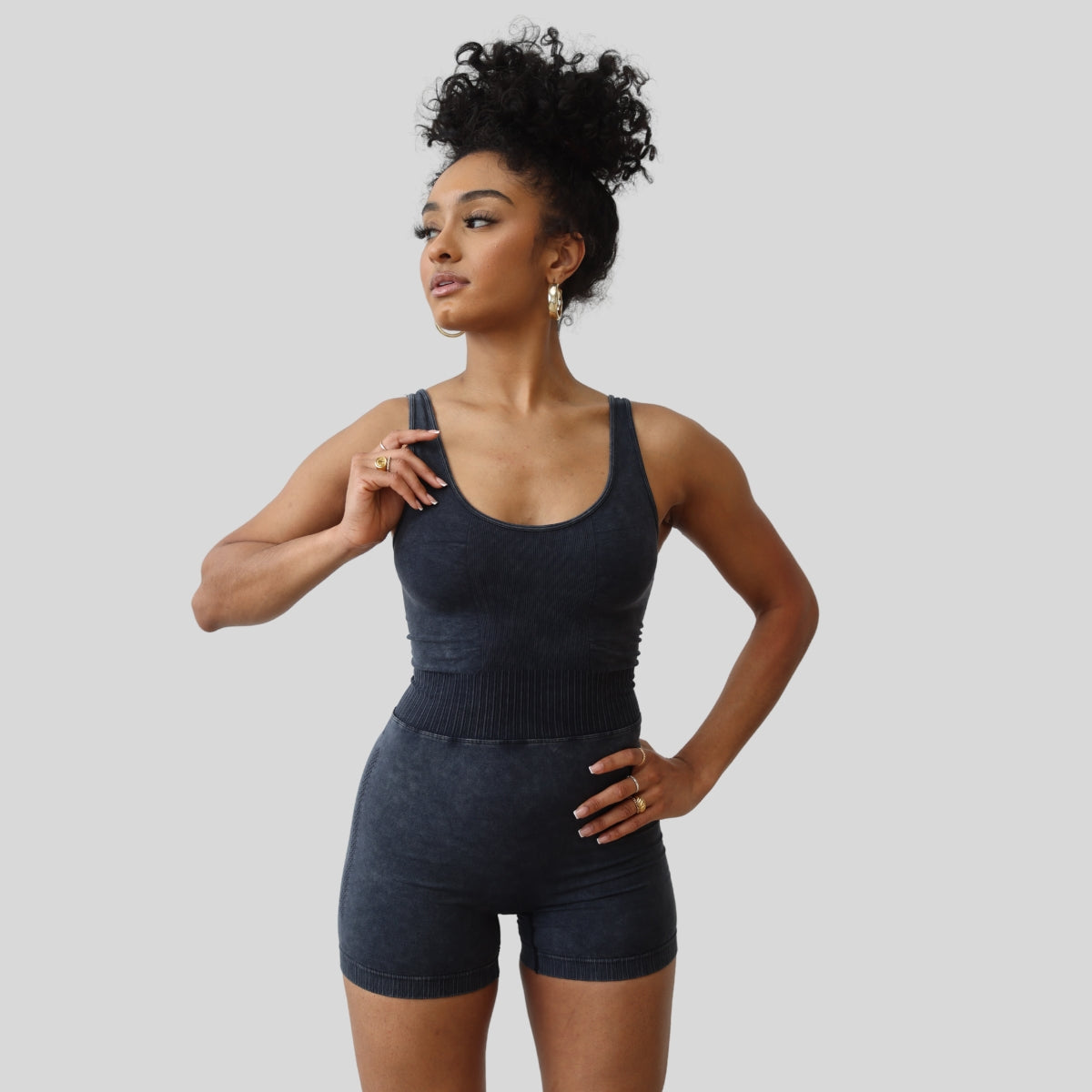 Acid Wash Seamless Romper