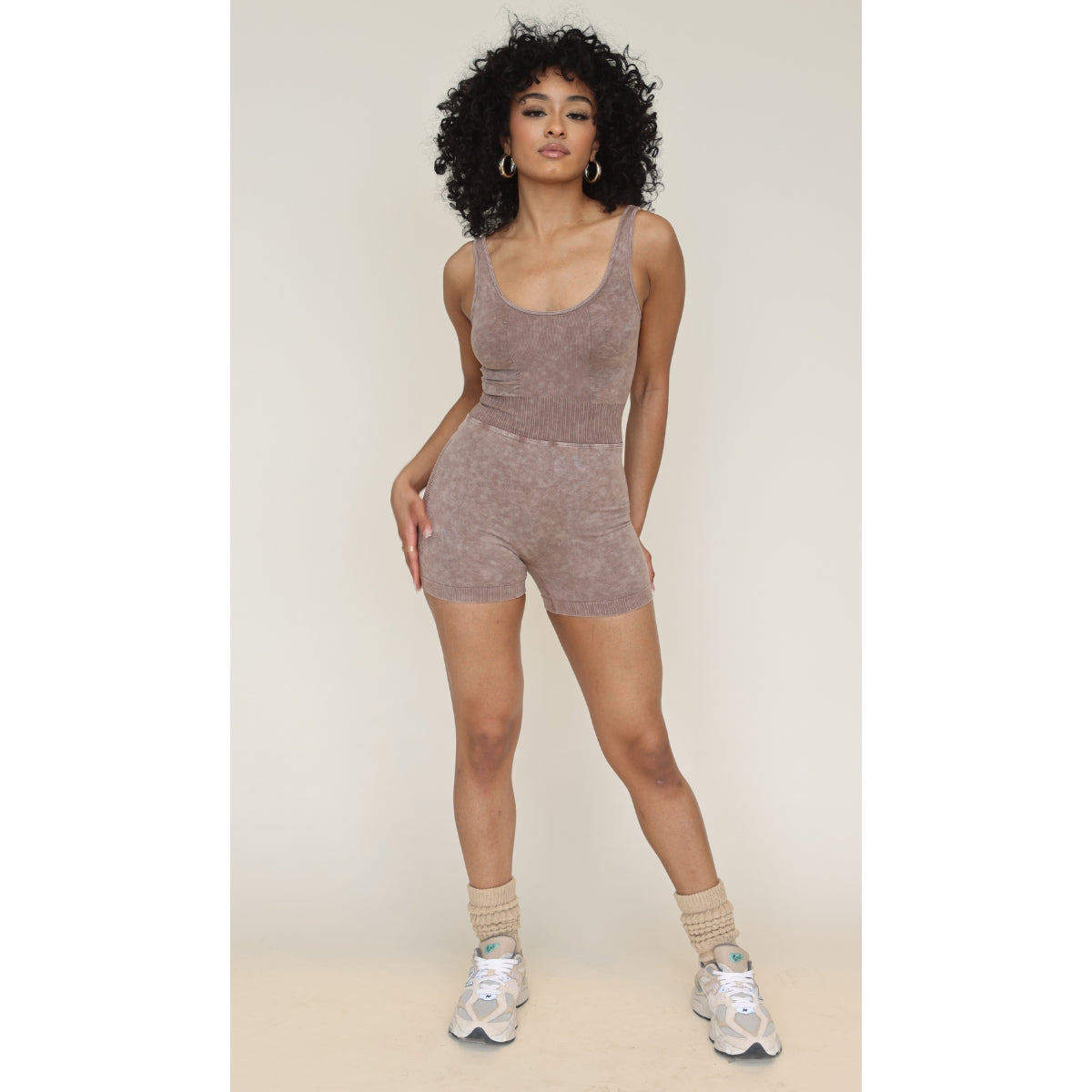 Acid Wash Seamless Romper