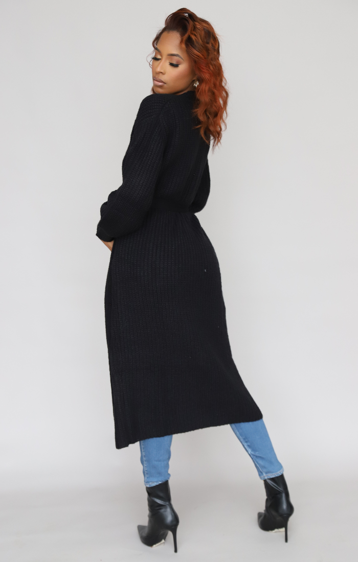 Long Sleeve Maxi Sweater (Black)