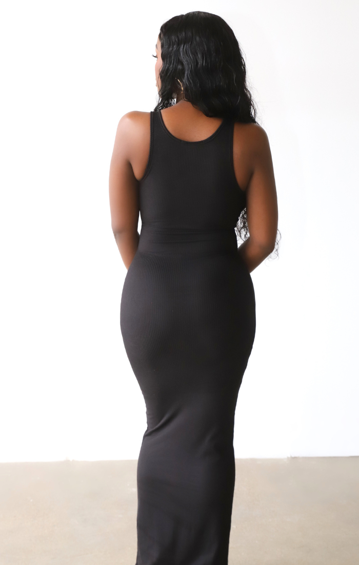 Wear Everywhere Ribbed Maxi Dress (Black)