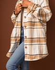 CLAIRE I THICK PLAID SHACKET (BROWN)