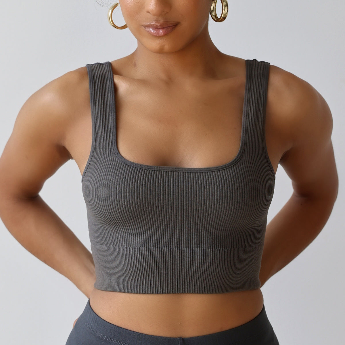 Micro Ribbed Contour Scoop Neck Tank