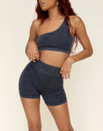 Acid Wash One Shoulder Seamless Set